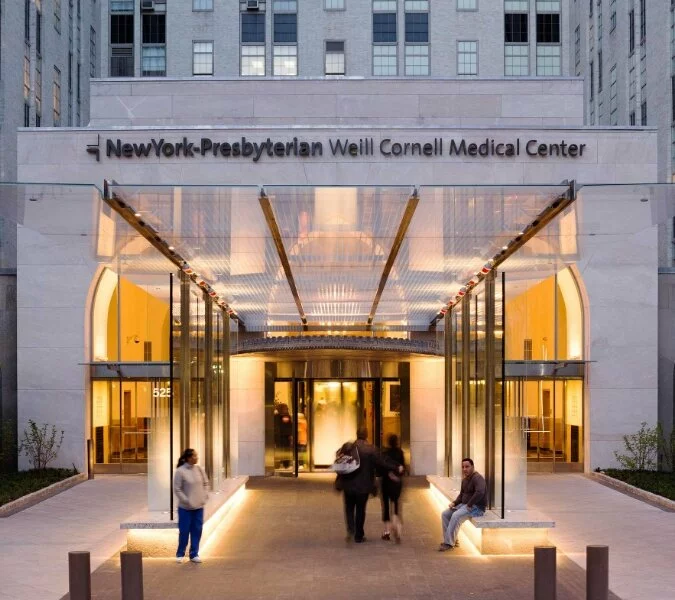 People outside of NewYork-Presbyterian Weill Cornell Medical Center